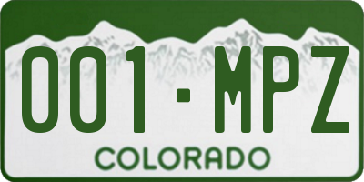 CO license plate 001MPZ