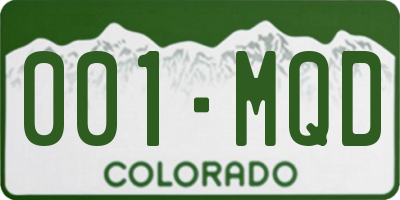 CO license plate 001MQD