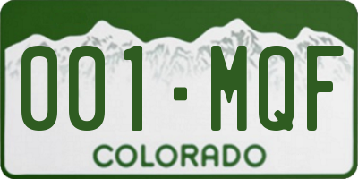 CO license plate 001MQF