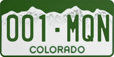 CO license plate 001MQN