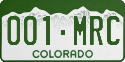 CO license plate 001MRC