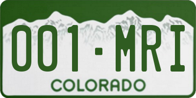 CO license plate 001MRI