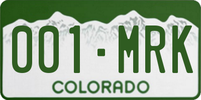 CO license plate 001MRK