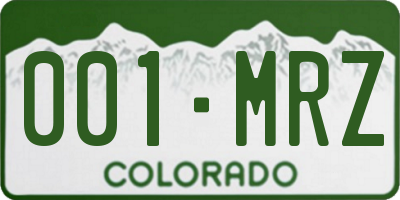 CO license plate 001MRZ