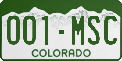 CO license plate 001MSC