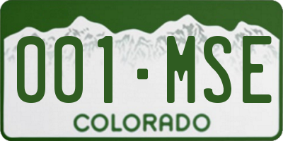 CO license plate 001MSE