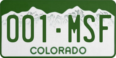 CO license plate 001MSF