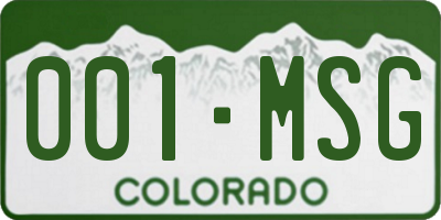 CO license plate 001MSG