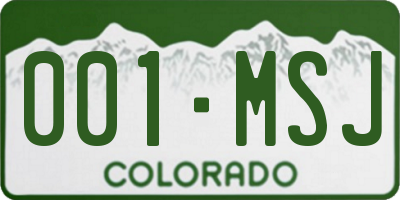 CO license plate 001MSJ