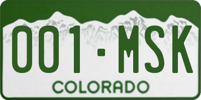 CO license plate 001MSK