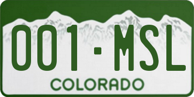 CO license plate 001MSL