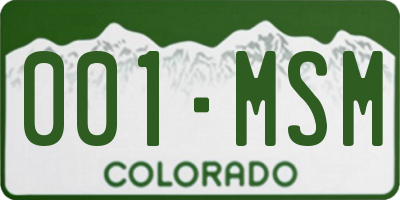 CO license plate 001MSM