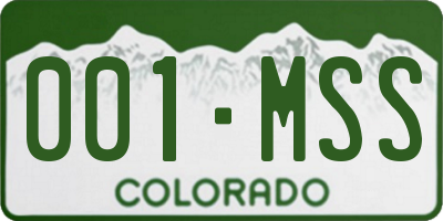 CO license plate 001MSS