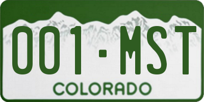 CO license plate 001MST