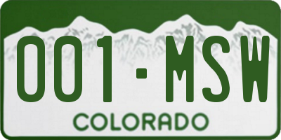 CO license plate 001MSW