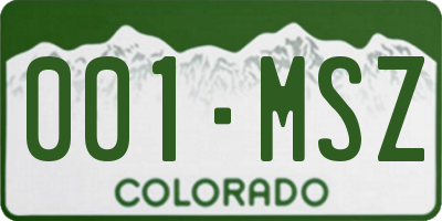 CO license plate 001MSZ