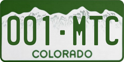 CO license plate 001MTC