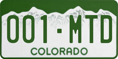 CO license plate 001MTD