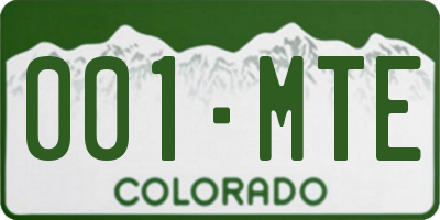 CO license plate 001MTE