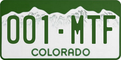 CO license plate 001MTF