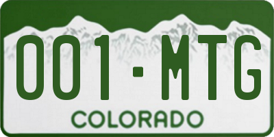 CO license plate 001MTG