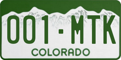 CO license plate 001MTK