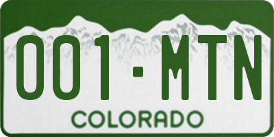 CO license plate 001MTN