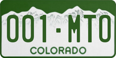 CO license plate 001MTO