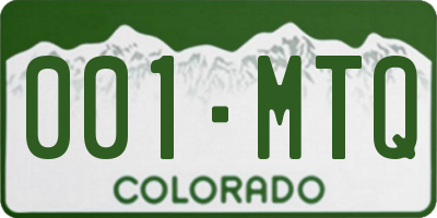 CO license plate 001MTQ