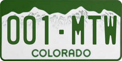 CO license plate 001MTW