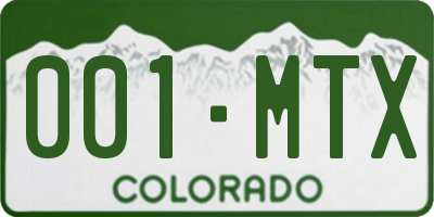 CO license plate 001MTX