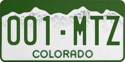 CO license plate 001MTZ