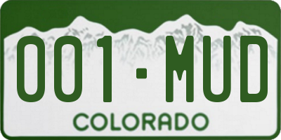 CO license plate 001MUD