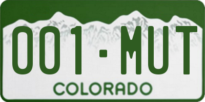 CO license plate 001MUT