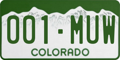 CO license plate 001MUW