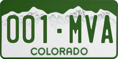 CO license plate 001MVA