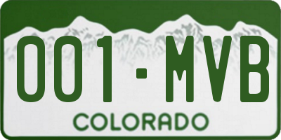 CO license plate 001MVB