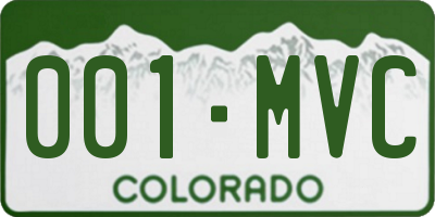 CO license plate 001MVC