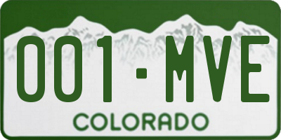 CO license plate 001MVE