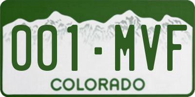 CO license plate 001MVF