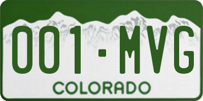 CO license plate 001MVG