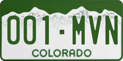 CO license plate 001MVN