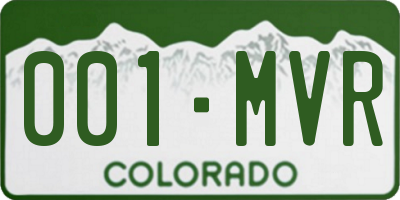 CO license plate 001MVR