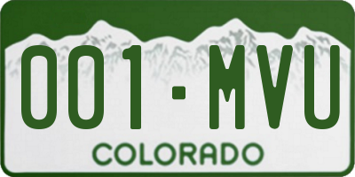 CO license plate 001MVU