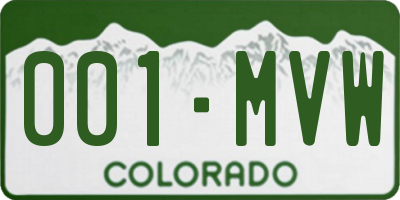 CO license plate 001MVW