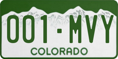 CO license plate 001MVY