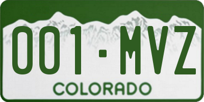 CO license plate 001MVZ