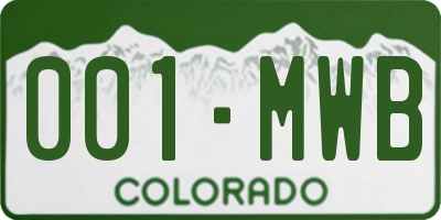 CO license plate 001MWB