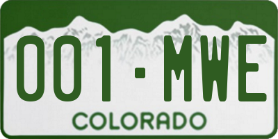 CO license plate 001MWE