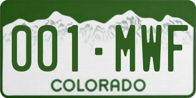 CO license plate 001MWF